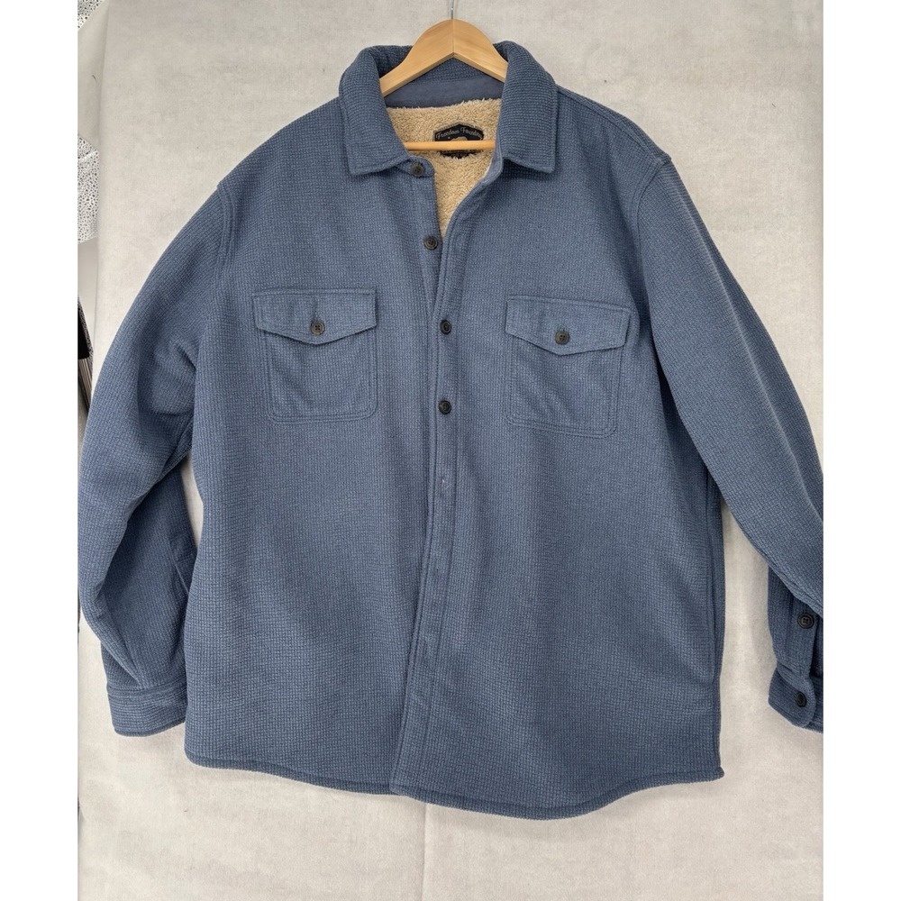 Freedom Foundry Mens 2XL Teton Sherpa Fleece Shirt Jacket Blue Button Up Shacket